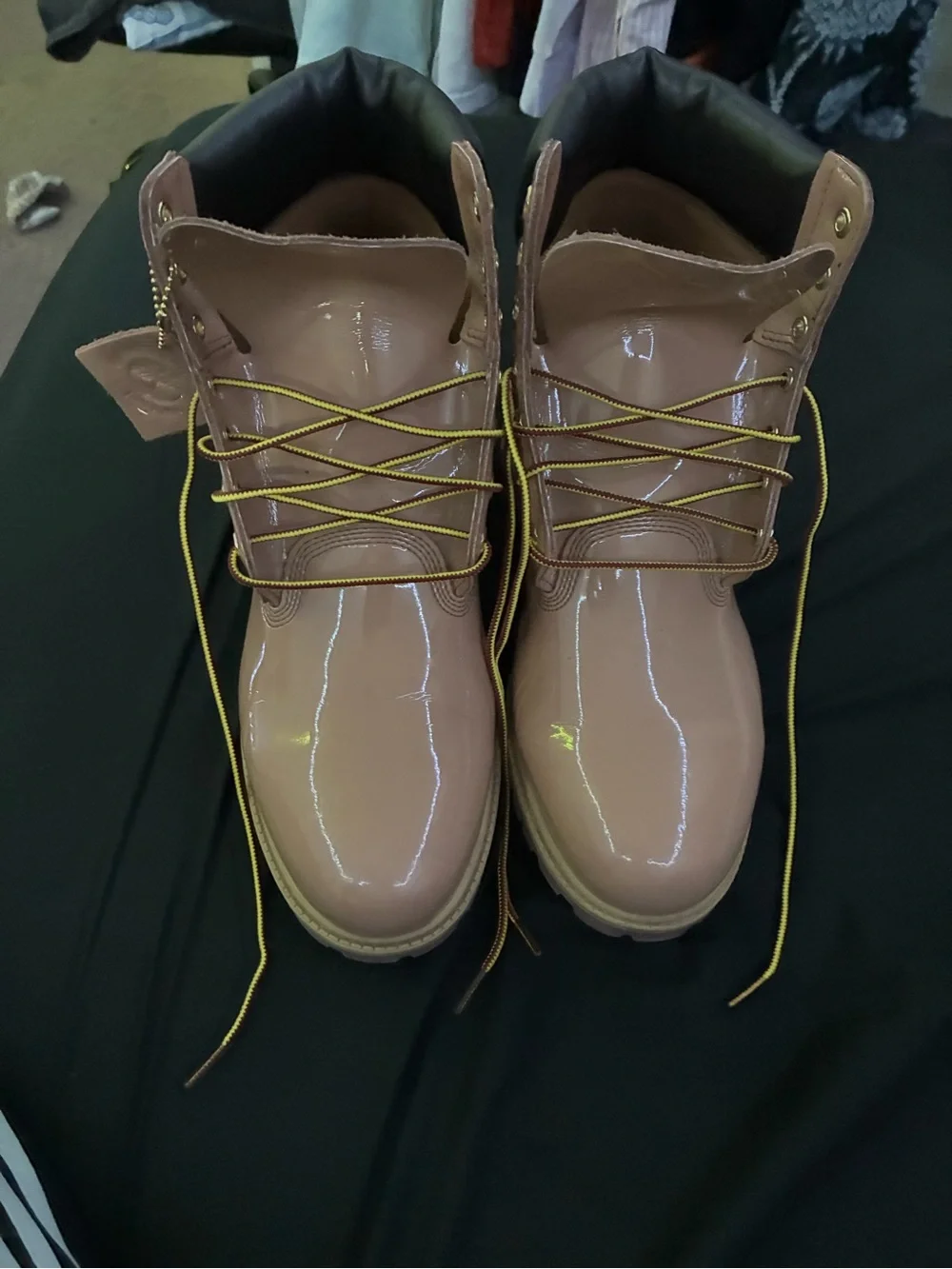 Timberland Patent Blush Pink Lace-Up Boots